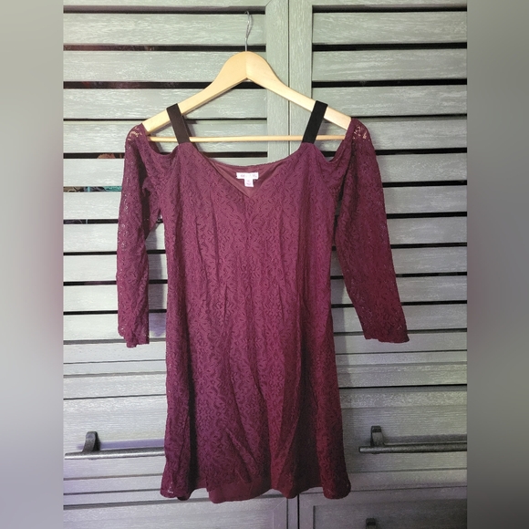 Womens Lace Dress Xhilaration Burgundy XS - Picture 2 of 3